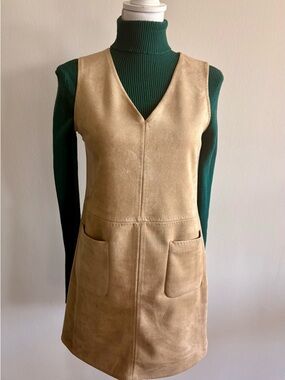 Max Studio Tan Suede V-Neck Dress